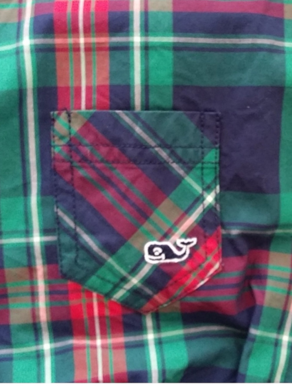 VINEYARD VINES Navy, Green & Red Plaid Baby Whale JoJo Romper Size 12/18 Months - Picture 4 of 7